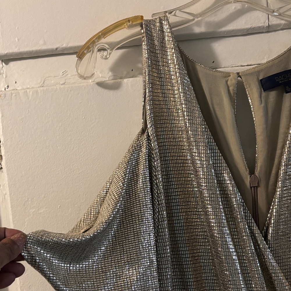 RACHEL Rachel Roy Metallic Silver Midi Dress - Picture 3 of 10